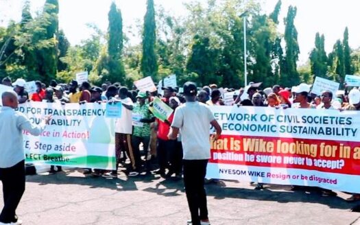 Protest against Wike. Image source: Guardian