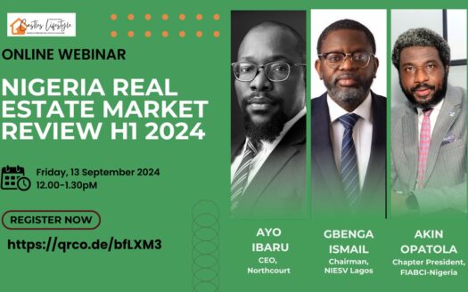 Webinar flyer on the Real Estate Market Review for H1 2024